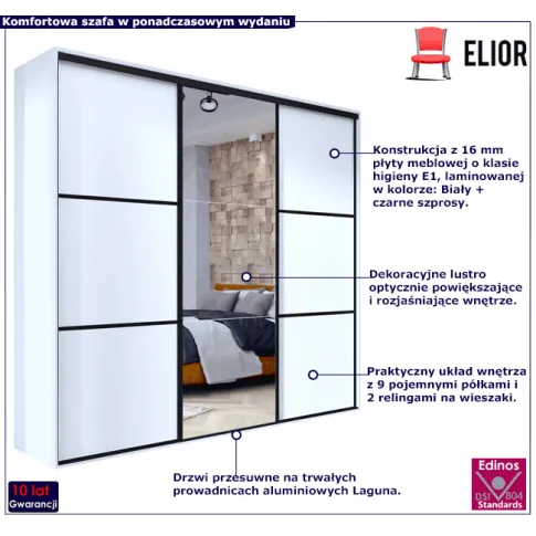 Szafa w dekorze biel czarne szprosy Savona 6X