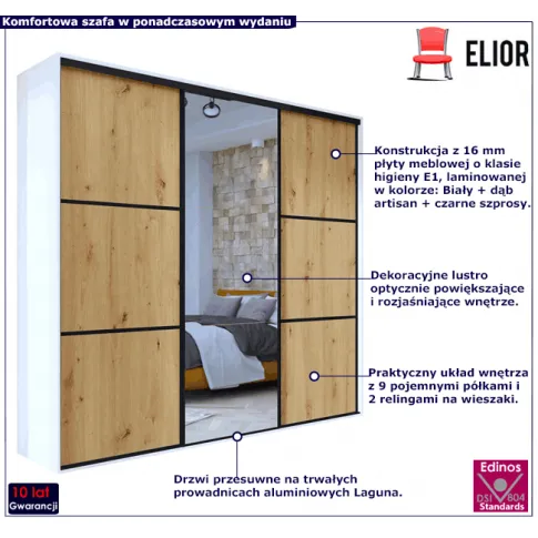 Szafa w dekorze biel dąb artisan czarne szprosy Savona 6X