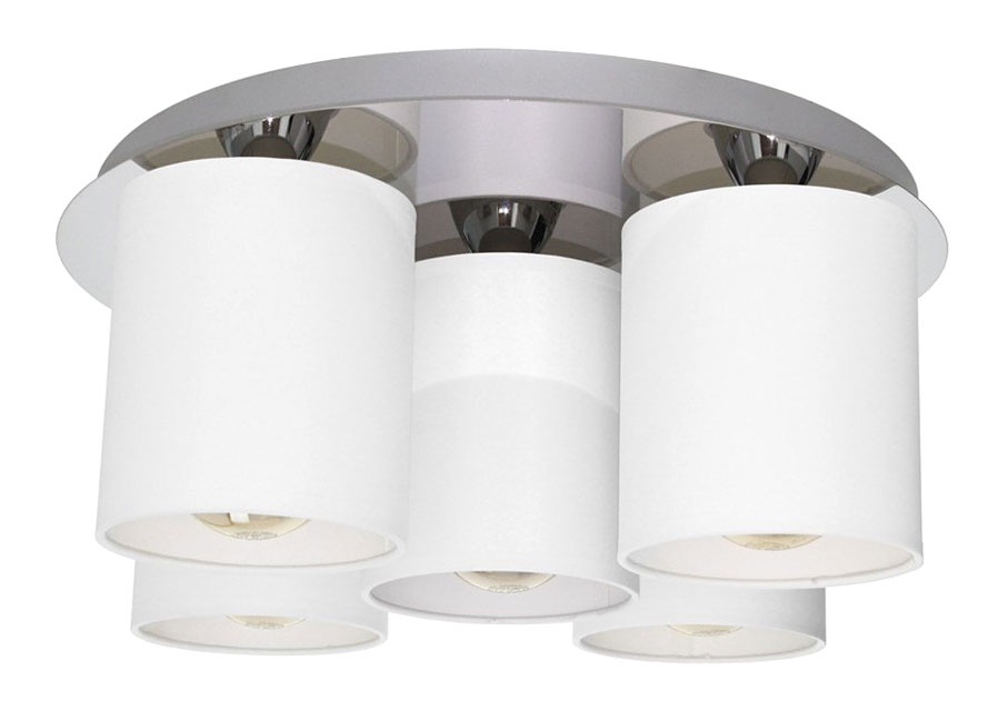 Okrągła biała lampa sufitowa z 5 abażurami A69-Ekna