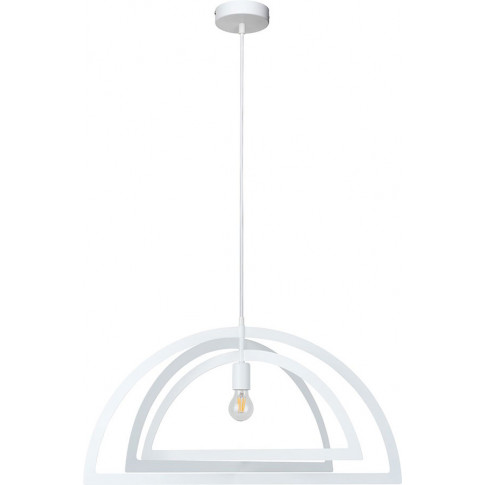 Biała industrialna lampa z odsłoniętą żarówką A70-Peza