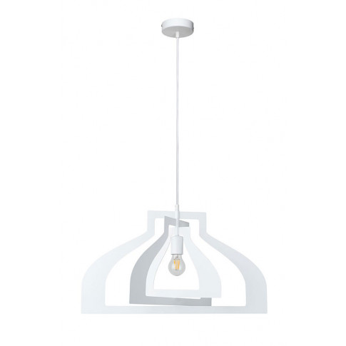 Biała metalowa lampa wisząca z designerskim kloszem A75-Peza