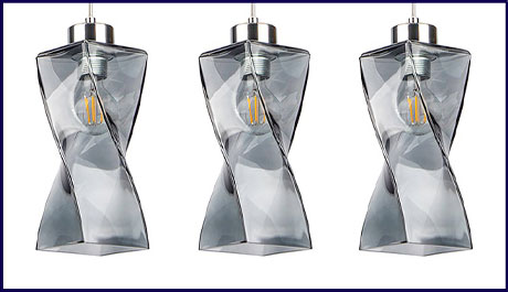 Potrójna lampa wisząca nad stół ze spiralnymi kloszami A80-Puso