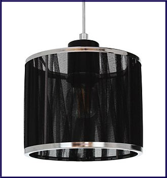 Abażurowa lampa wisząca czarna w stylu glamour A85-Mivila