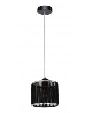 Czarna lampa wisząca z tkaninowym abażurem - A85-Mivila