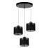 Czarna lampa wisząca glamour z 3 abażurami z tkaniny A87-Mivila