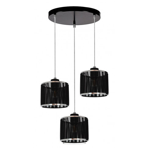 Czarna lampa wisząca glamour z 3 abażurami z tkaniny A87-Mivila