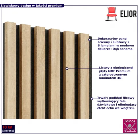 Dekoracyjny panel z lamelami dąb sonoma Mavel
