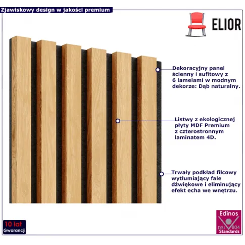 Dekoracyjny panel z lamelami dąb naturalny Mavel
