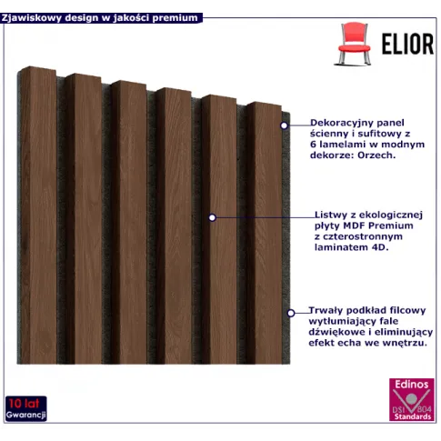 Dekoracyjny panel z lamelami orzech Mavel
