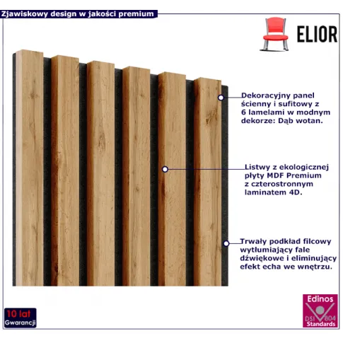 Dekoracyjny panel z lamelami dąb wotan Mavel