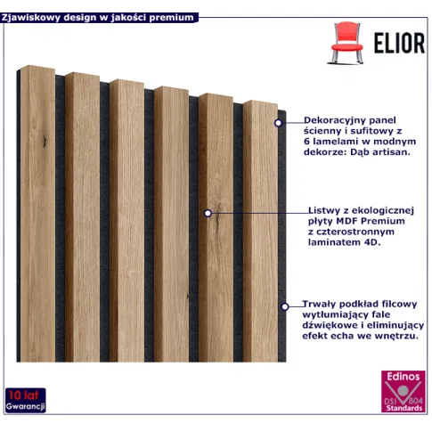 Dekoracyjny panel z lamelami dąb artisan Mavel