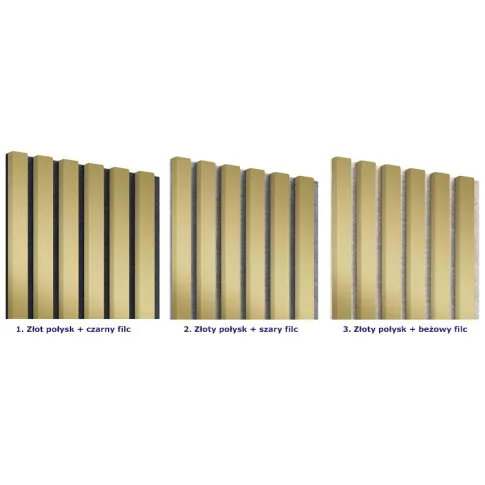 Wybór kolorów filców paneli złotych Mavel