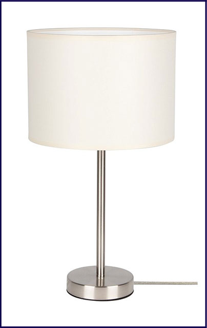 Kremowa lampka stołowa na nóżce w kolorze satyny A91-Apia