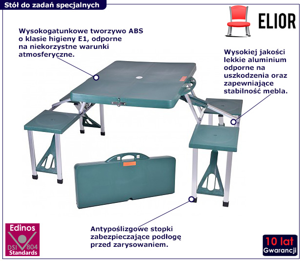 Zielony stolik kempingowy Ardela