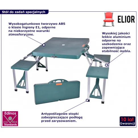 Zielony składany stolik turystyczny Batisto