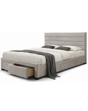 Beżowe łóżko z szufladami 160x200 - Dertin w sklepie Edinos.pl