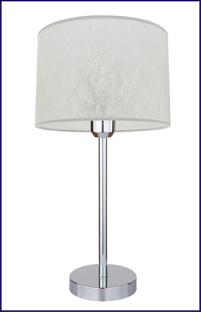 Srebrna lampa stołowa nocna z abażurem A97-Olma