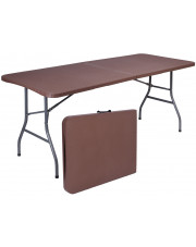 Brązowy prostokątny stół składany w walizkę 180 cm - Takira 3X w sklepie Edinos.pl