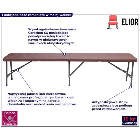 Brązowa składana ławka Takira 4X