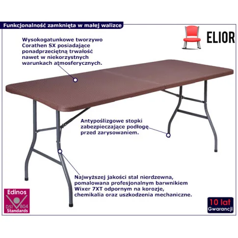 Brązowy stół cateringowy Takira 240 cm