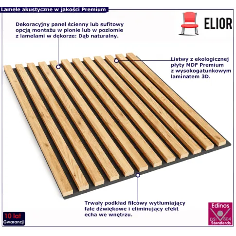 Dekoracyjny panel z lamelami dąb naturalny Luksor