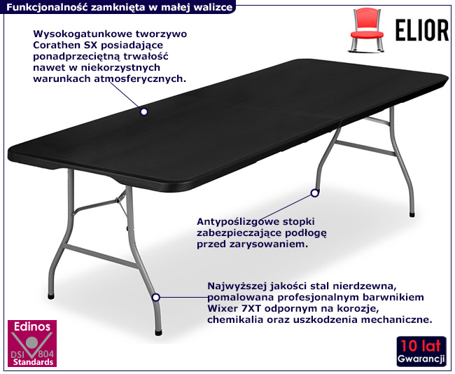 Biały prostokątny stół cateringowy Grifo