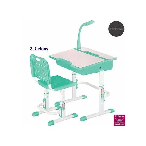 Szczegółowe zdjęcie nr 4 produktu Biurko z krzesełkiem i lampką Flins - różowe