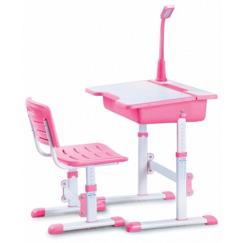 Zdjęcie produktu Biurko z krzesełkiem i lampką Fango - różowe.