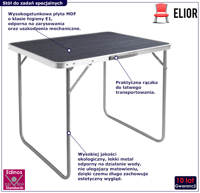 Szary prostokątny stół cateringowy Varax