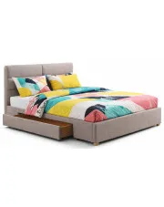 Beżowe łóżko z szufladami 160x200 - Tesla w sklepie Edinos.pl