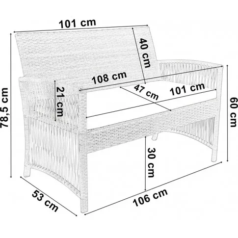 Wymiary rattanowej sofy Belvos