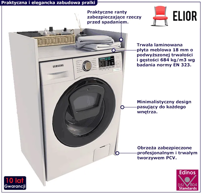 Szafka łazienkowa z blatem nad pralkę Feksio