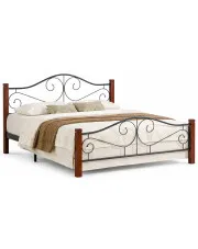 Łóżko z zagłówkiem czereśnia antyczna - Lomes 140x200 w sklepie Edinos.pl