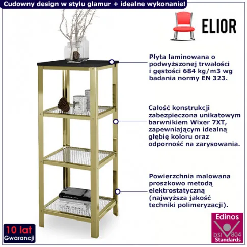 Regał w stylu glamur Olik 4X złoty czarny
