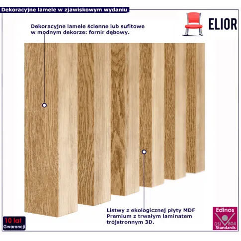 Dekoracyjne lamele dąb fornir Sahar