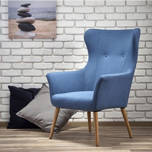 Zdjęcie niebieski fotel wypoczynkowy do salonu, sypialni Devan - sklep Edinos.pl