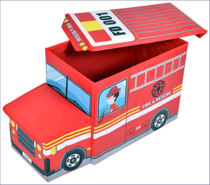 Wizualizacja pudełka na zabawki w kształcie wozu strażackiego Pesti 4X