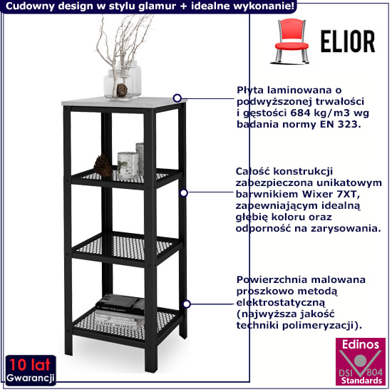 Nowoczesny regał Nessebax 3X czarny+beton