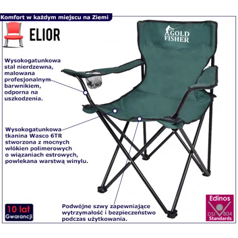 Zielone składane krzesło przenośne Ozen