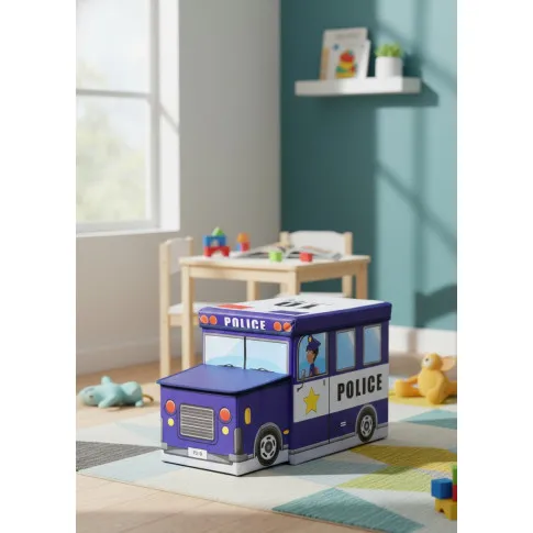 Niebieskie pudełko na zabawki dla dzieci radiowóz   Elie 4X