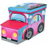 Różowa pufa autko z podwójnym schowkiem na zabawki - Pesti 4X