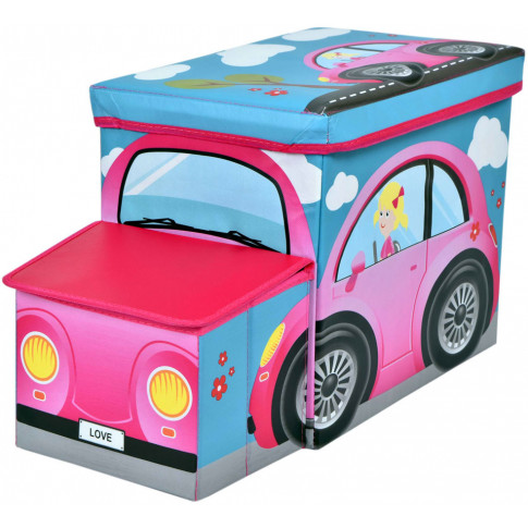 pufa różowe autko pojemnik na zabawki dla dziewczynki pesti 4x