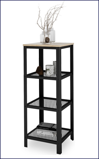 Wąski regał Nessebax 3X czarny+dąb sonoma