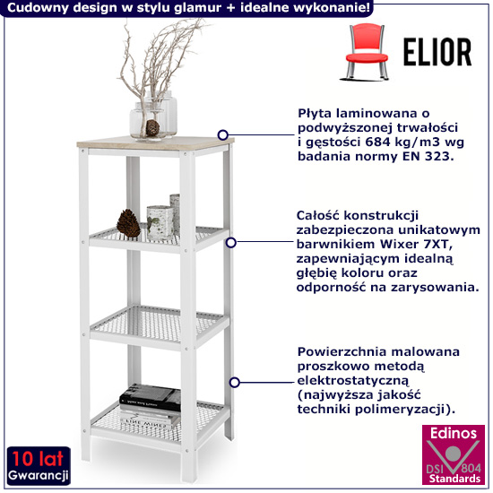 Nowoczesny regał Nessebax 5X biały+dąb sonoma