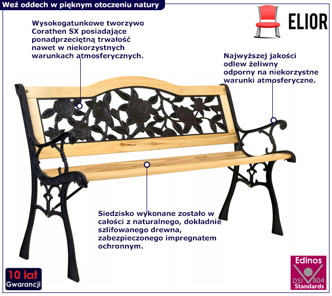 Zeliwna ławka ogrodowa Dalia 3X
