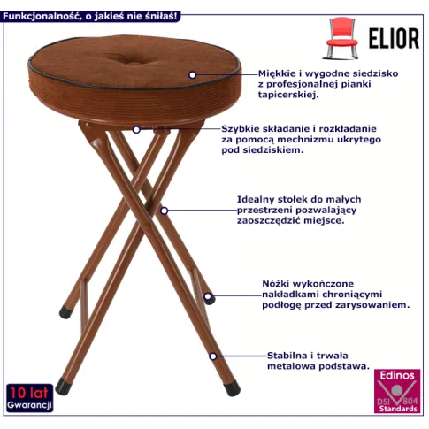 Stołek kuchenny okrągły składany Honsi