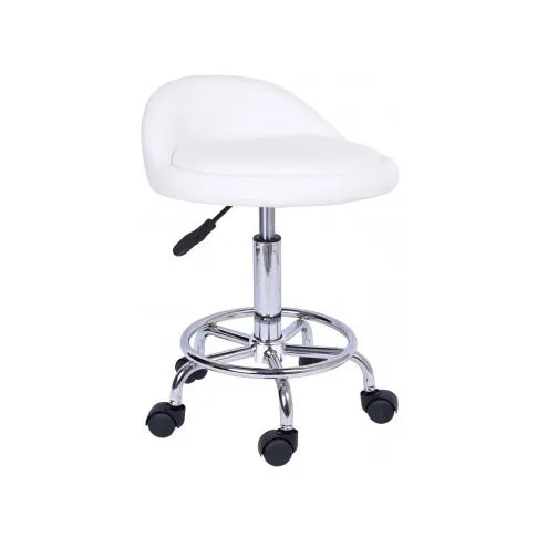 bialy taboret tapicerowany na kolkach kosmi