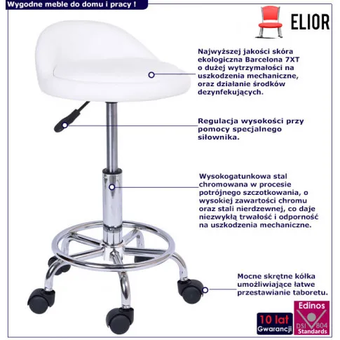 Infografika białego taboretu kosmetycznego kosmi