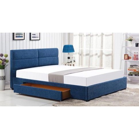 Zdjęcie produktu Niebieskie łóżko tapicerowane - Laos 160x200.