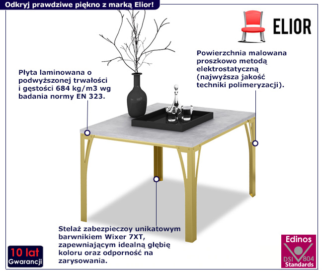 Stolik kawowy Horix 3X złoty+beton